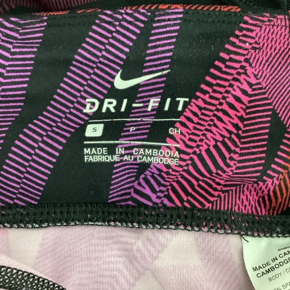 Nike Dri-FIT Printed Black Multicolor Geometric Crop Leggings Size S - Picture 6 of 7